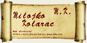Milojko Kolarac vizit kartica